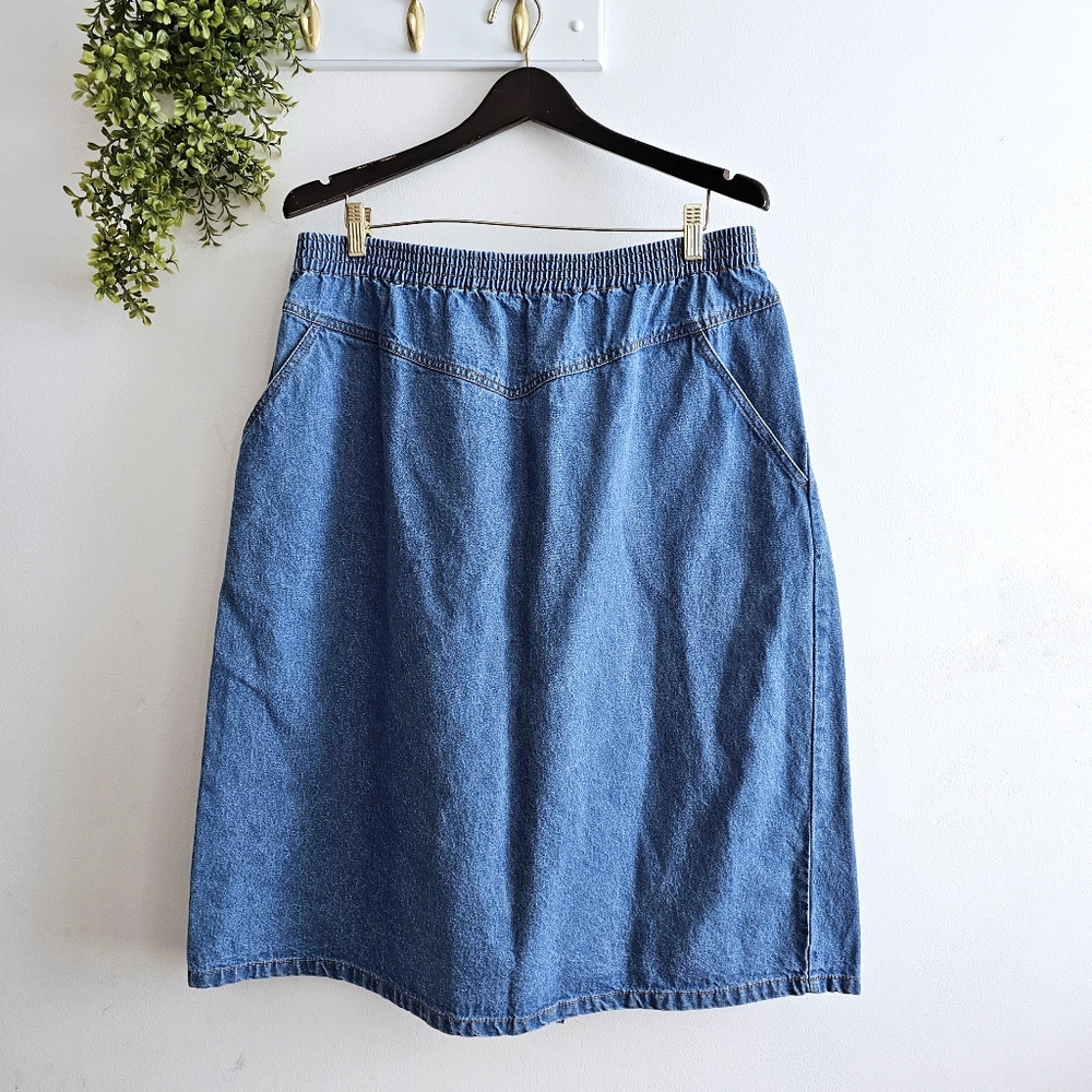 Vintage Lady Blair 100% Cotton Western Denim Blue Women's Skirt Size 20W